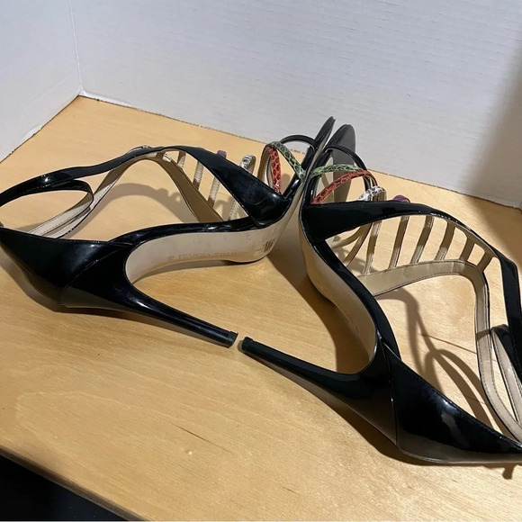Ivanka Trump ITHAYZE8 Strappy Black Colorful Leather High Heels Sandals Size 9.5 - Picture 11 of 12